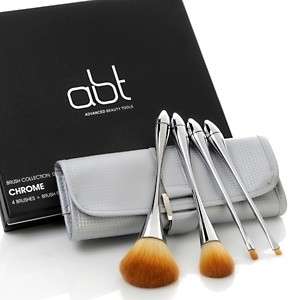 ABT Chrome Collection 4 Brush and Brush Roll Set NIB  