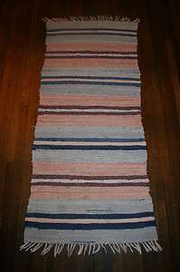 Fabulous Antique Swedish Rag Rug 60 inches long x 26.5 inches wide 