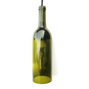 Walla Walla Wine Bottle Pendant Light (Olive Green Rounded Top Bottle 