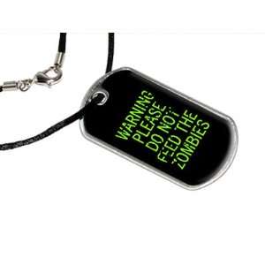   Do Not Feed Zombies   Military Dog Tag Black Satin Cord: Automotive