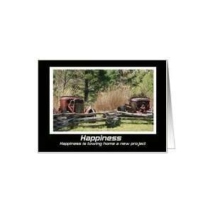  Vintage Cars Happiness New Project Congratulations Card 