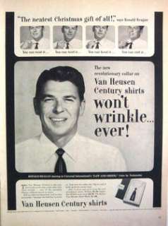 1953 RONALD REAGAN Van Heusen Shirt Print Ad  