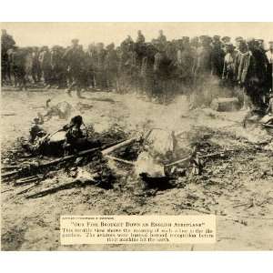   English Airplane Crash Casualty World War I   Original Halftone Print