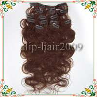 pcs Wavy Human Hair Clips On In Extensions #33   