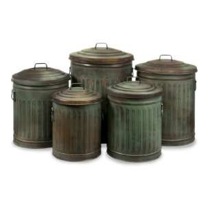   Distressed Verdigris Copper Decorative Storage Cans