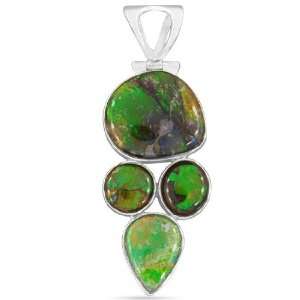    925 Sterling Silver Natural Ammolite Pendant Jewelry: Jewelry