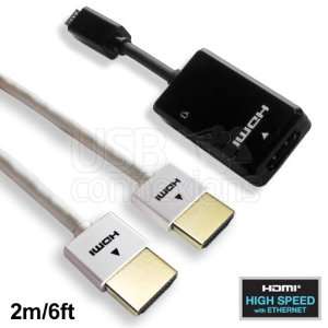  Cable with Ethernet 2m/6ft Hdmi Cable   White (Bundle   2 items