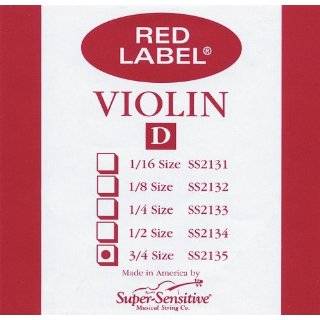 Super Sensitive Red Label 2135 Violin D String, 3/4 by Super Sensitive 