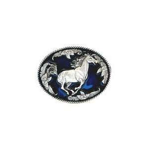 Beautiful Galloping Horse Racing in the Wind Belt Buckle for Horse 