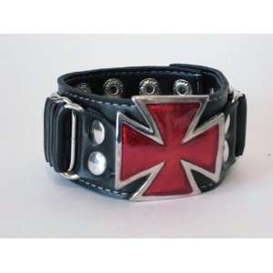   Red Iron Cross Wristband Punk Gothic Metal Rock Hard: Everything Else
