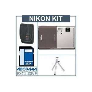  Nikon CoolPix S80 Digital Camera Kit   Silver/Brown   with 