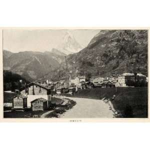   Swiss Alps Visp Valais   Original Halftone Print