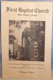   BULLETIN~First Baptist Church San Angelo TEXAS~October 19, 1947  