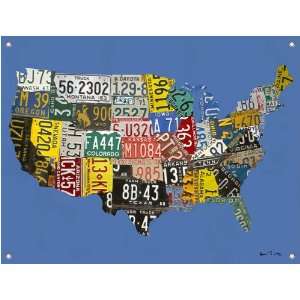 Oopsy Daisy   Usa License Plate Map   Light Blue Mural Banner