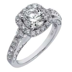  14k White Gold Round Diamond Vintage Style Engagement Ring 