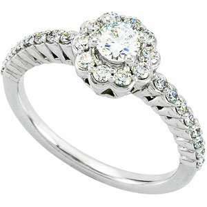  .50CT Vintage Diamond Engagement Ring White Gold 14K 