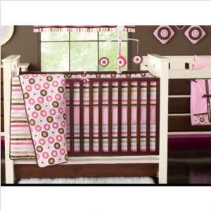   Crib Series Mod Dots and Stripes Pink and Chocolate Crib Bedding
