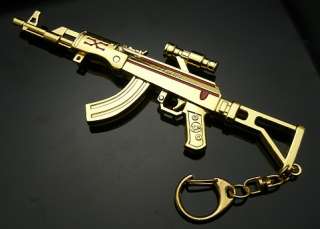   Big 5 1/2 Goldtone Alloy Scope AK47S Rifle Gun Key Chain Ring  
