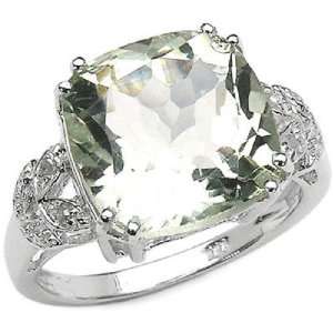 : Paris Jewelry 6 Carat Silver Green Amethyst and Diamond Ring: Paris 