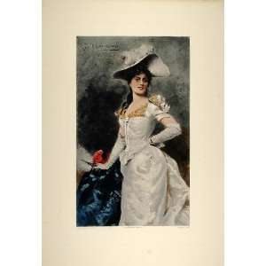  1893 Victorian Lady Color Portrait Garden Party Machard 