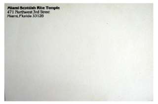 SCOTTISH RITE Masonic Temple Miami Florida Postcard  