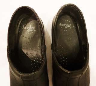 Dansko Professional Black Leather Clogs, Size 38, 7.5  