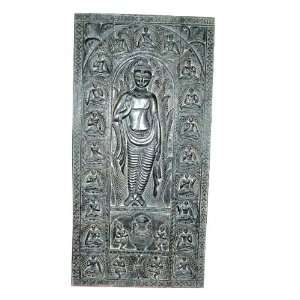  Antique Carving Buddha Carved Door Wall Panel Wood India 