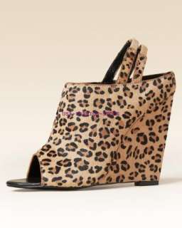 NIB BEBE Alexa Leopard Wedge Sandal SHOES BROWN 5,6,7,8  