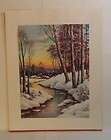 1930s Calendar Print W. M. THOMPSON Beautiful Winter Scene Stream 