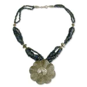  Lapis lazuli flower necklace, Floral Web Jewelry