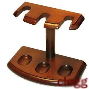   Solid Walnut Pipe Tobacco Pipe Rack   Holds 3 Pipes 