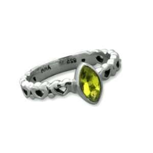   Genuine Peridot Ring Marquise Cut with Heart Design Band Jewelry