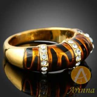 ARINNA tiger stripe finger ring 18KGP Swarovski Crystal  