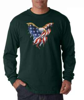 Freedom Eagle USA American Flag Long Sleeve Tee Shirt  