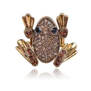   Cartoon Abstract Topaz Rhinestone Crystal Leap Frog Toad Ring Jewelry