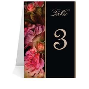  Wedding Table Number Cards   Rubenesque Roses & Black #1 