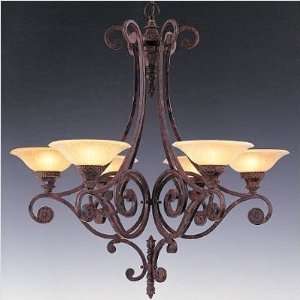   Light Single Tier Chandelier in Palladio with Amber Etched Glass glass