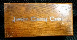 antique DENNISON CASKET JEWELRY CLEANING WOOD BOX+CONTENTS +ORIG 