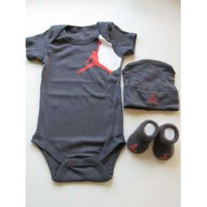 Nike Jordan Infant New Born Baby Boy Shoulder Bodysuit, Booties and 