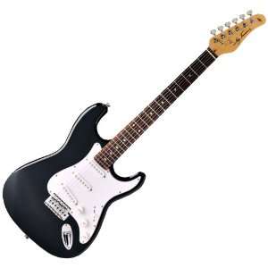   GLOSS JET BLACK STRAT STYLE ELECTRIC GUITAR: Musical Instruments