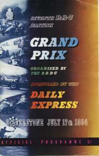 1954 British Grand Prix Program Froilan Gonzalez Ferrari Wins GP 