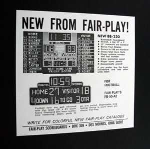 Fair Play Basketball & Football Scoreboard 1967 Ad  
