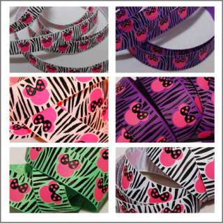 10 YD 7/8 Minnie Zebra Print Grosgrain Ribbon U Pick  
