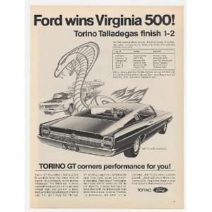  1969 Ford Torino GT SportsRoof Wins Virginia 500 Print Ad 