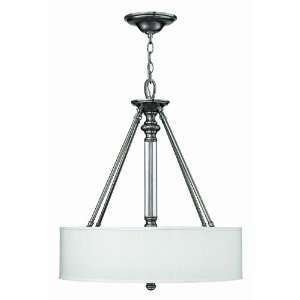   Nickel Sussex Brushed Nickel With White Fabric Shades Hanging Ceilin