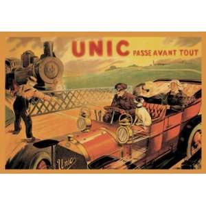  Unic   Racing Across Train Tracks 20x30 Canvas: Home 