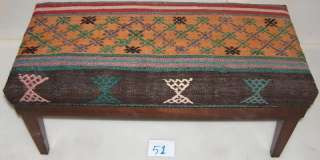 38 Long Authentic Turkish Kilim Upholstered Ottoman  