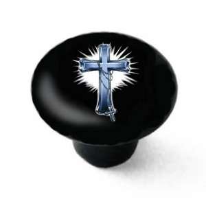  Cross and Rosary Beads Decorative High Gloss Black Ceramic 
