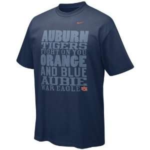  Nike Auburn Tigers Navy Blue Print Plate T shirt: Sports 