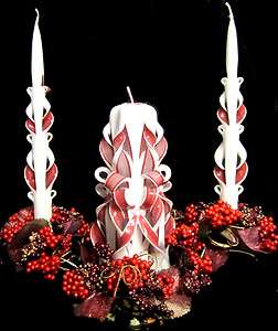   and White HAND CARVED wedding Unity Candle Set   READY TO SHIP  